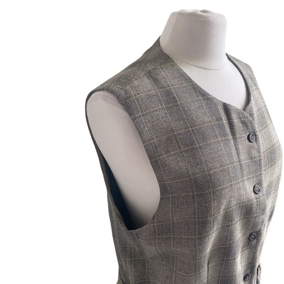 VINTAGE DAVID BROOKS Plaid Suit Women’s Size 10 Tan Glen Plaid Vest Trouser - Picture 2 of 13
